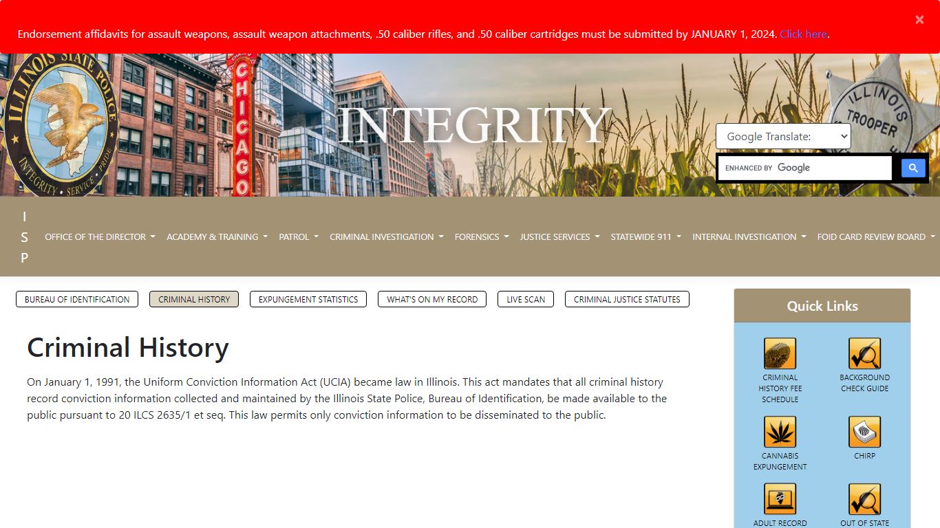 Criminal History - Illinois State Police